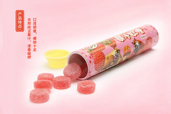 熊出没75g圆筒果汁软糖草莓味